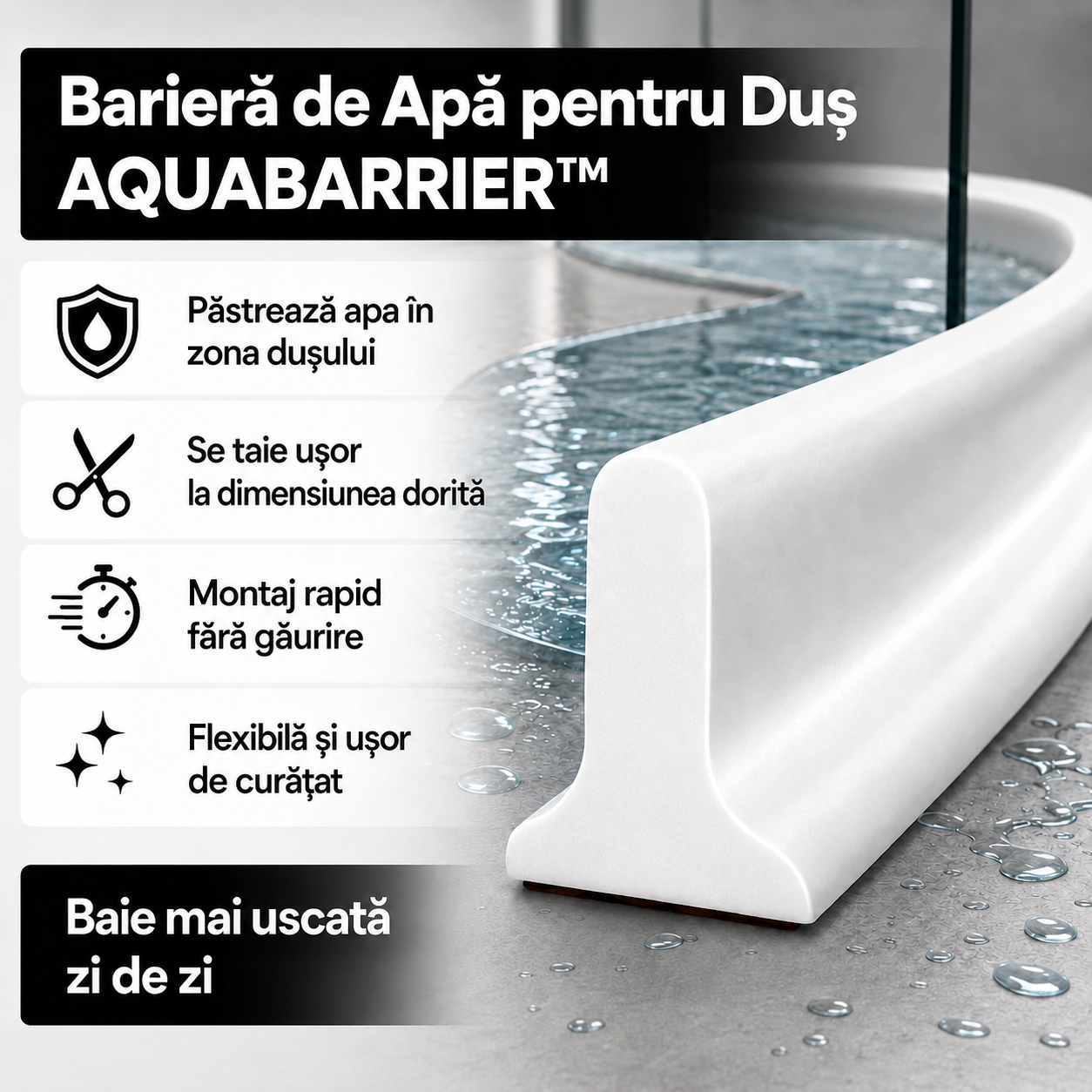 Barieră de apă pentru duș (200 cm) | AQUABARRIER